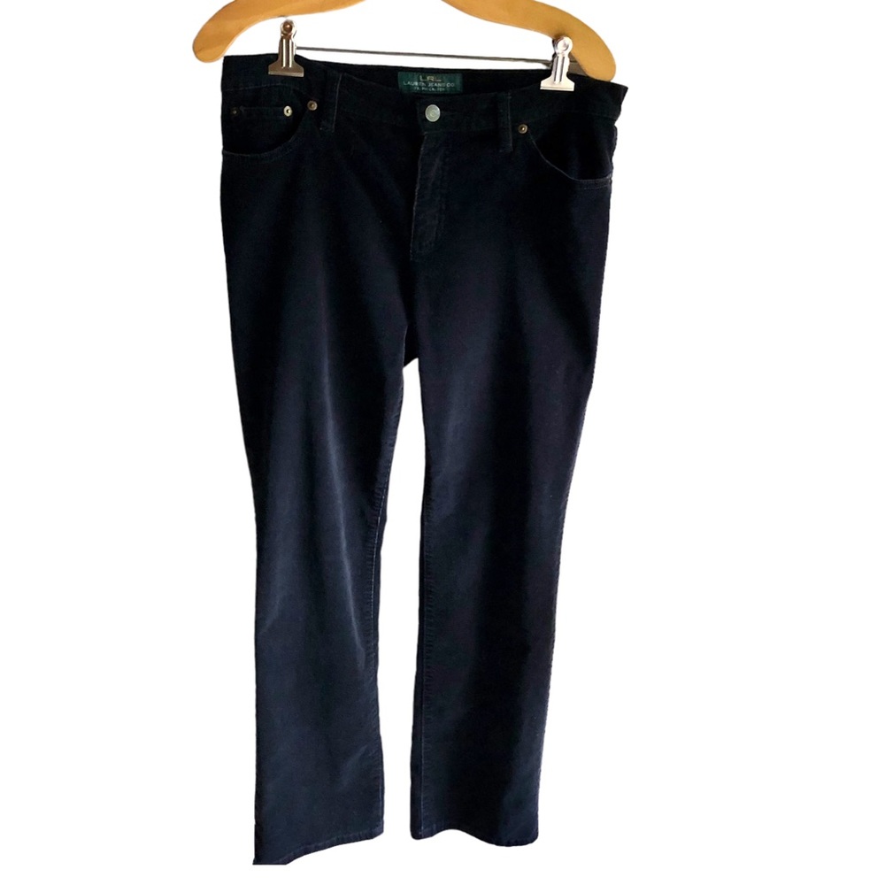 Lauren Ralph Lauren Fine Wale Corduroy Pants. Classic Straight. Black. Size 10 - Picture 3 of 12